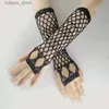 Protective Sleeves Sexy Hollow Fishing Net Rhinestone Sunscreen Gloves Womens Outdoor Sun Protection Arm Sleeves Summer Fingerless Long Mittens L240312