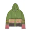 Designer trui voor heren en dames, wolmix, groen vest met ritssluiting, korte gebreide heren- en dameshoodie