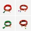 Charme pulseiras boho multi-camada para mulheres festival papai noel mão floco de neve muleta rena pingente frisado pulseira presente de natal