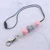 Keychains Teacher Lanyards for ID Badges Women Silicone Bead Holder Keys Chain Eesthetic Breakaway Teens Pärled Charm Gift