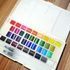 Partihandel 36 färg fast akvarellpigmentfärg med borstpenna bärbara konstmaterial