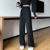 Black Suit Pants for Women Korean Fashion 2 Buttons szerokie spodnie Nogą Spodnie Vintage Streetwear High Talle Office Panie Praca 240304