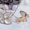 V Necklace Seiko Butterfly Fritillaria Necklace 925 Silver Plated 18k Thick Gold Color Preserving Light Luxury Versatile Horse Eye Pendant Original Collar Chain