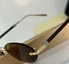 Rimless Oval Sunglasses Gold Brown Lenses Men Women Shades Lunettes de Soleil Vintage Glasses Occhiali da sole UV400 Eyewear
