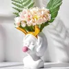 Vase en résine blanche Pot de fleur Style nordique mignon tête humaine Vases à fleurs panier stylo porte-pinceau décoration de la maison 2104092914