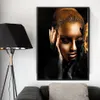 Black Art Girl Golden Canvas obrazy do salonu współczesne grafiki grafiki Plakaty i druki un -Mrame217y