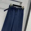 المصمم جينز 2024 الجديد الربيع الصيفي أزياء السراويل المستقيمة العلامة التجارية نفس النمط سراويل ملابس النساء الفاخرة 0312-6