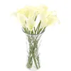 Cadeaux pour femmes 18x fleurs de lys Calla artificielles Bouquet à tige longue unique véritable décoration de maison ColorCreamy Y211229279t