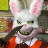 Designer Masks LED GLOWENDE COSPLAY Bloody konijnenmasker Halloween Scary Killer Bunny Hoofddeksel Carnaval Masquerade Dance Horror Costume Props