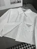 High end design sense long sleeved white shirt with sequin button embellishments for women's shirts