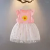 Girl Dresses Kid Dress Summer Princess Costume Ruffler Sleeve Flower Tulle Tutu Toddler Outfit Children Clothing Infant A1011