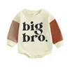 Rompers Born Baby Girls Boys Bodysuit Clothes Long Sleeve Crew Neck Letters Print Romper Contrast Color Tops