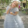 Paillettenprinzessin Blumenmädchenkleider für Hochzeits Kleinkind Festzug Puffy Tulle Prom Kleider Kinder Kinder Party Multilayer Ballkleid Kommunionkleider