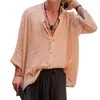 Heren Casual Shirts Lente En Zomer Shirt Effen Kleur Losse Dunne Lange Mouw Mode Strand Mannelijke Kleding H671