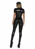 Kobiety Sexy Pvc Lateksem Catsuit Krótkie rękawie PU Faux skórzana kombinezon Zip Otwarcie krocza Bodysuit Clubwear Costume S5xl 240301