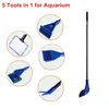 5 in 1 Aquarium-Reinigungswerkzeuge, Aquarium-Reinigungsset, Fischnetz, Kies, Rechen, Algenschaber, Gabel, Schwamm, Bürste, Glasreiniger, C1007231e