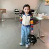 Куртки Детское пальто 2024 Весна Осень Корейский стиль Вязаный кардиган для девочек Детская мода с лацканами на молнии Повседневный милый детский свитер