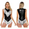 Abbigliamento da palco Body da ballo latino da donna Nappa metallizzata Paillettes lucide Body da sala da ballo Samba Rumba Tango Cha-cha Costume da spettacolo di danza