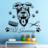 Toelettatura per cani da compagnia Adesivi murali con motivi artistici Murales Home Living Room Decor Adesivo Finestra del negozio di animali Poster Carta da parati235q