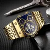 Brand New Oulm Quartz Watches Men Military Waterproof Wristwatch Luxury Gold Stainless Steel Male Watch Relogio Masculino 210329209o