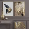 Nordic dourado e preto asa arte da parede pinturas em tela folhas abstratas impressões de arte parede e cartazes para sala estar decoração casa229d