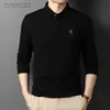 Men's Polos Spring Summer Turn-down Collar Sleeve Solid Button T-shirt Cotton Polo Embroidery Plus Size Casual ldd240312