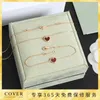 Liyings Same Style Clover Heart shaped Love Necklace with Red Jade Marrow Pendant Small and Lucky Pure Silver 18K Color Gold Bracelet