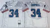 Vinatge Football 74 Bruce Matthews Jerseys 78 Cuyley Culp 34 Earl Campbell 1 Warren Moon 9 Steve McNair Retro 75. rocznica zszyta niebieska biała drużyna dla fanów sportu