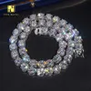 Große Tenniskette Hip Hop 925 Silber Schmuck Gra Moissanit Diamant Tennis Halskette 10mm Armbänder für Rapper