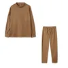 Plus size feminino cor sólida moda casual rendas esportes calças de manga comprida terno inverno simples versátil 240315