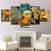 Vintage Bilder Leinwand gedruckt Poster 5 Panel Pharao des alten Ägypten Gemälde Home Decor für Wohnzimmer Kunstwerk Wandkunst T200310U