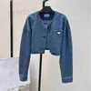 Men's Jackets Designer 24 Early Spring Cool Letter Triangle Pocket Round Neck Single breasted Short Denim Coat UX43