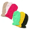 Ny höst- och vinter Yuanbao Needle Warm Three Hole Face Mask Riding Bike Baotou Outdoor Solid Color Sticked Hat 333629