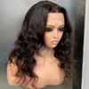 Vonder Maleisische Peruaanse Braziliaanse natuurlijke zwarte body wave 13x4 Zwitserse kant frontale pruik 100% ruwe maagd Remy menselijk haar in de uitverkoop