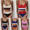 Maillots de bain pour femmes Femme Maillots de bain 2024 Summer Fashion Pit Tissu Couture Sexy Taille haute Bikini Femme Maillot de bain Drop CYY9654