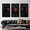 Pôster impressões em tela 3 macacos sábio legal gorila pintura de parede arte para sala de estar imagens de animais decoração moderna para casa2178
