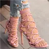 Women Sandals Sexy High Heels Shoes 2024 Summer Fashion Cross Strap Open Toe Tee Womens Sandals Pumps Shoes 240309