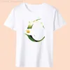 Damen-T-Shirt, Buchstabenkombination, modisches Damen-T-Shirt, Blumenfarbe, Buchstabenschrift, A B C D E F G, kurze Oberteile, weißes T-Shirt, Kleidungsoberteile, L24312, L24312