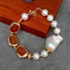 19x28 mm Biała Keshi Pearl Kamień Bransoletka słodkowodna Perła Pearl Carnelian Prostokąta Bransoletka 240305