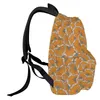 バックパックオレンジテクスチャフラワープラント女性男性バックパック生徒の女の子のための防水旅行学校ラップトップバッグモキラ