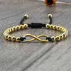 Bangle Infinite Sign Handmade Braid Bracelet For Women Men Adjustable Rope 5mm Copper Beads Bracelets Classic Yoga Bangles Jewelry Gift ldd240312