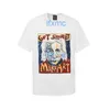 AHOZ Saint Michael Cartoon Einstein Graffiti Portrait Bedrucktes Rundhals-Kurzarm-T-Shirt aus reiner Baumwolle mit lockerer Passform für Herren und Damen