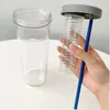 Bottiglie d'acqua Tazza di paglia portatile di grande capacità Trasparente senza perdite con filtro Bottiglia per bevande carina per ragazzi e ragazze