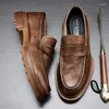 Casual Shoes Men Loafers Autumn Summer Business Cowhide Högkvalitativ äkta läderdesigner Mens Luxury