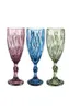 10oz Wine Glasses Colored Glass Goblet with Stem 300ml Vintage Pattern Embossed Romantic Drinkware for Party Wedding wly93591254148538271