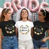 T-shirt Femme Français Femmes Team Future Bride T-shirt Bachelorette Hen Party Tees Mode Fleur Couronne Graphique Tshirt Mariée Mariage EVJF Tops L24312