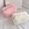 Sacs à cosmétiques 1 pièce, sac de maquillage en peluche de couleur unie pour femmes, étui de voyage doux, étui de maquillage mignon pour dames nécessaires