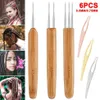 Zanaat Araçları 6pcs 0 75mm 0 5mm Dreadlocks Tığ kancaları Set Saç Uzantıları Dokuma İğnekleri Kilitleme İğne Aracı TP-302Y