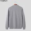 Men's Sweaters Casual Simple Style Tops INCERUN Mens Knitted Sweater Streetwear Autumn Winter Male Solid Long Sleeve Cardigan S-5XL