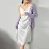 Casual Dresses 2024 Summer Chic Elegant For Women V Neck Backless Strap Satin Birthday Party Maxi Beach Sundress Robe Vestido